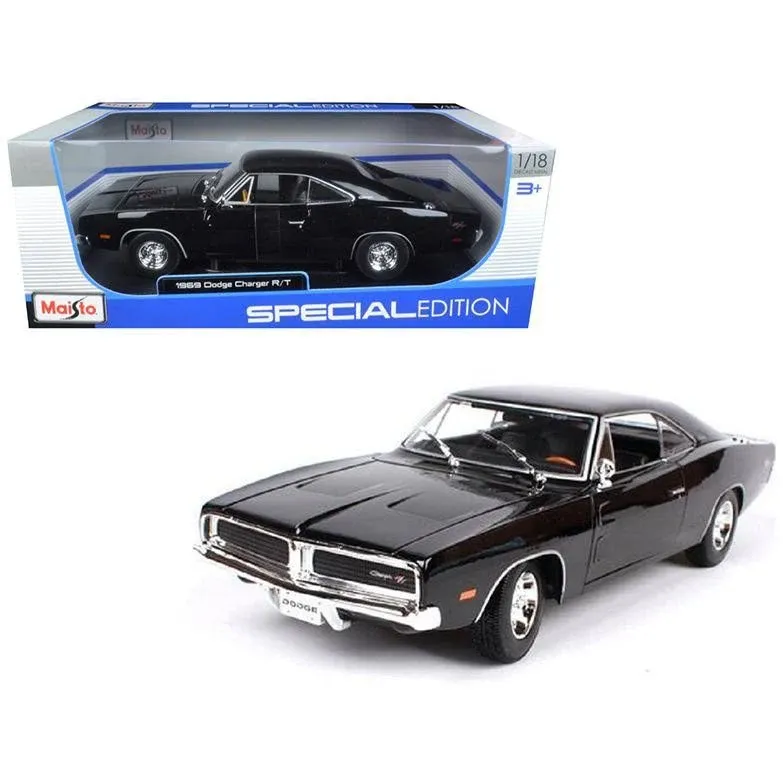 1969 Dodge Charger R/T Black 1/18 Diecast Model Car by Maisto