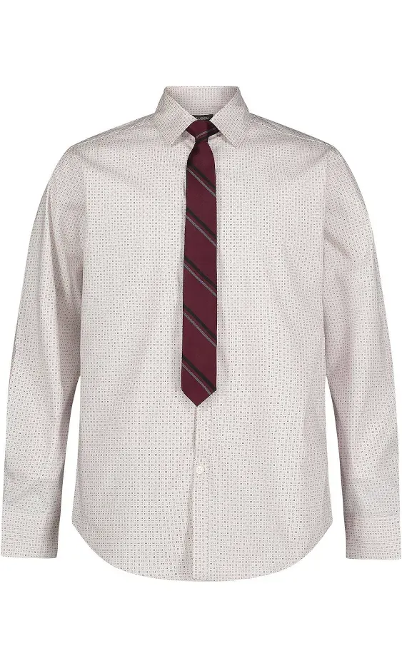 Van Heusen Boys Long Sleeve Collared Button-Down Dress Shirt And Tie Set