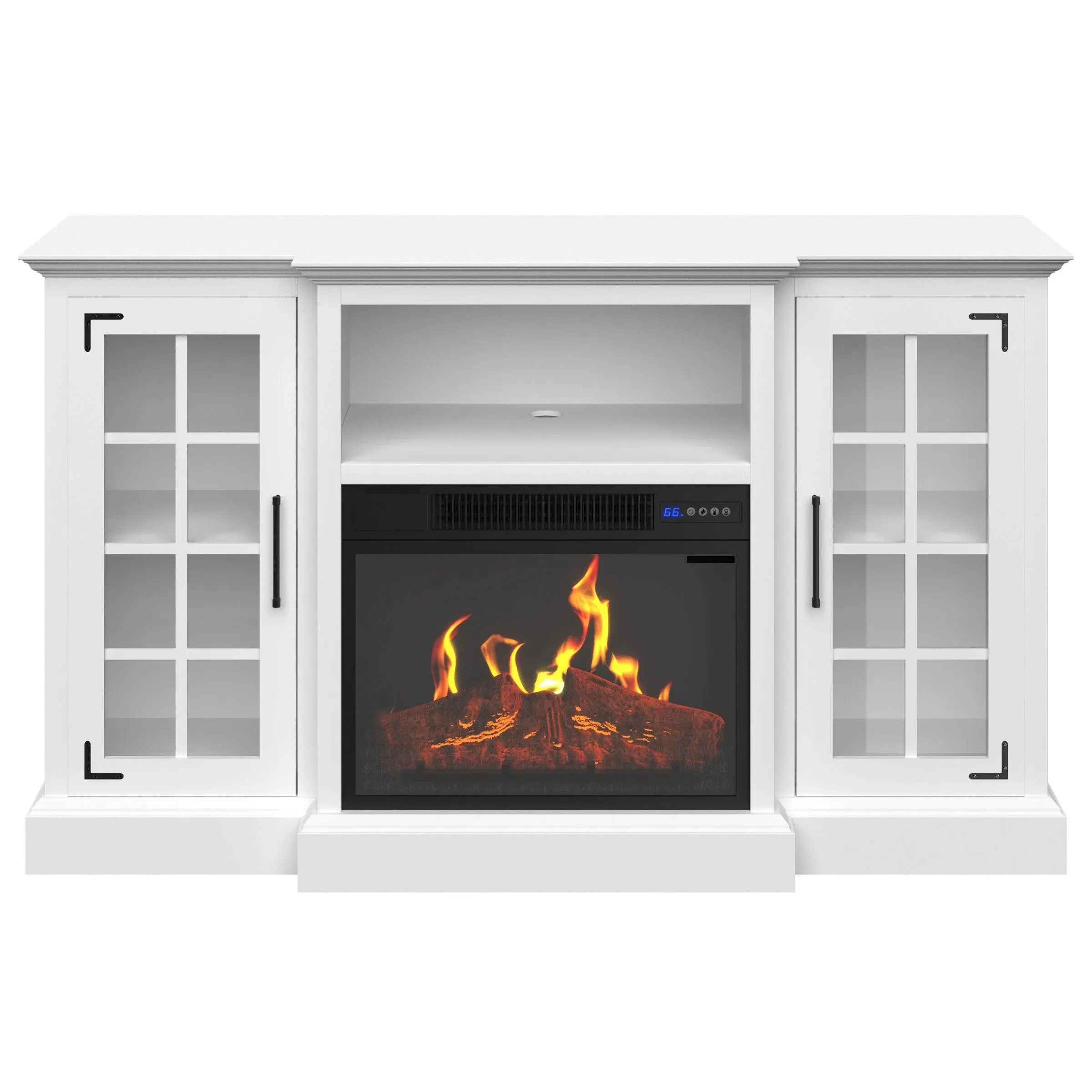 TV Stand with Electric Fireplace Fits TVs Up to 65-Inches by Northwest (White)