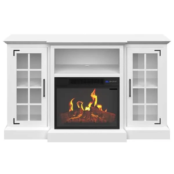 TV Stand with Electric Fireplace Fits TVs up to 65-Inches by Northwest (White)