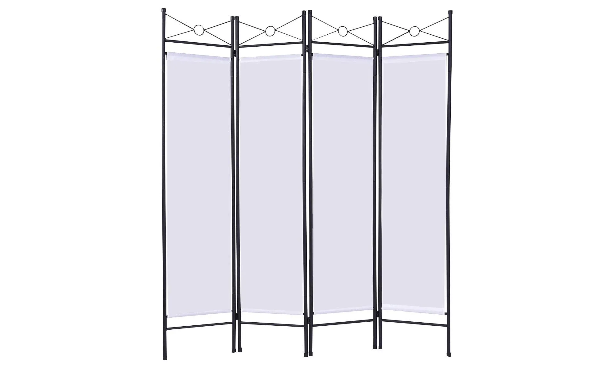 Costway 4-Panel Fabric Room Divider Privacy Screen Home Office Metal Frame White