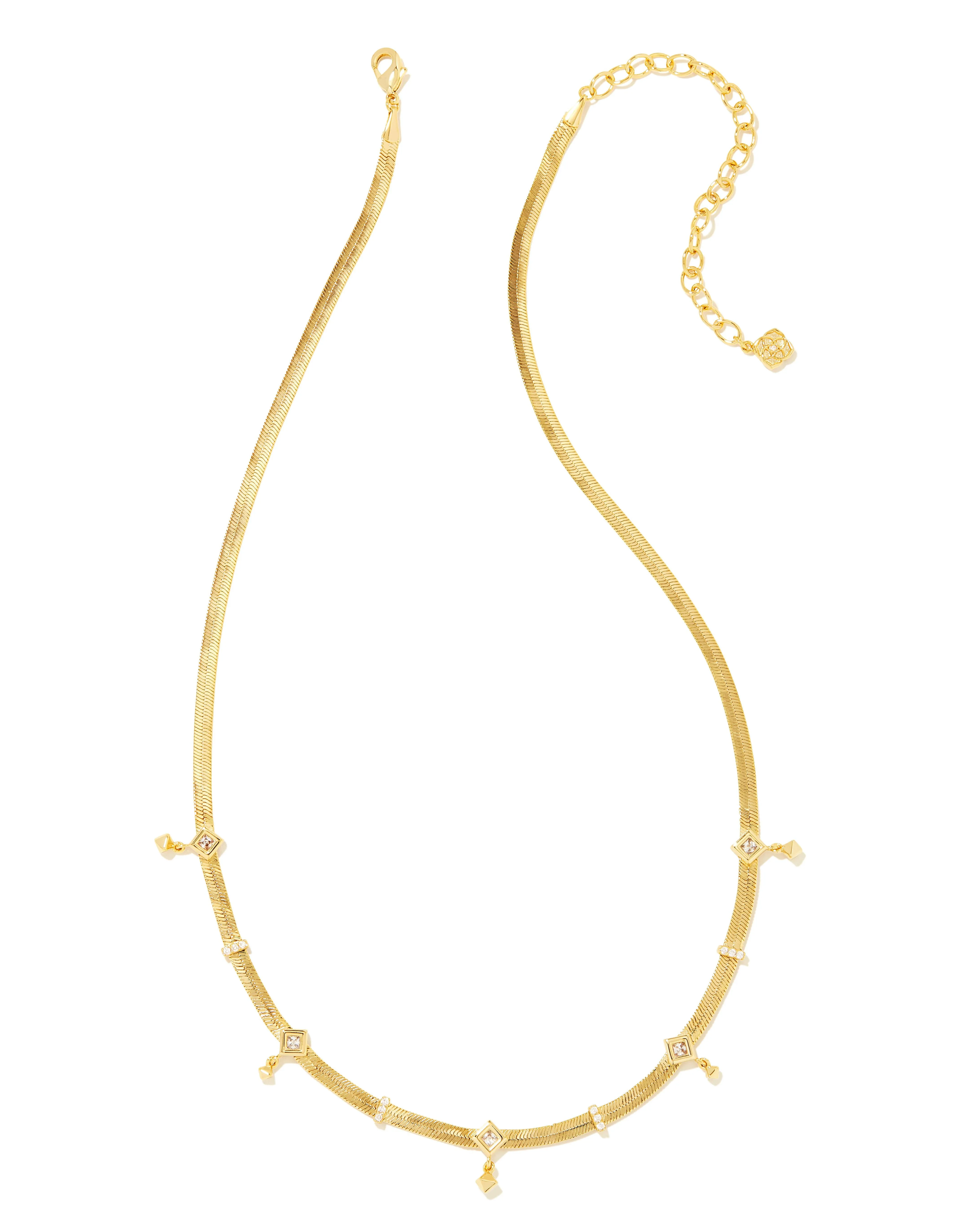 Kendra Scott Gracie Chain Necklace - Gold White CZ