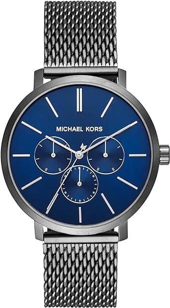 Michael Kors Blake Three-Hand Stainless Steel Watch with Leather Strap