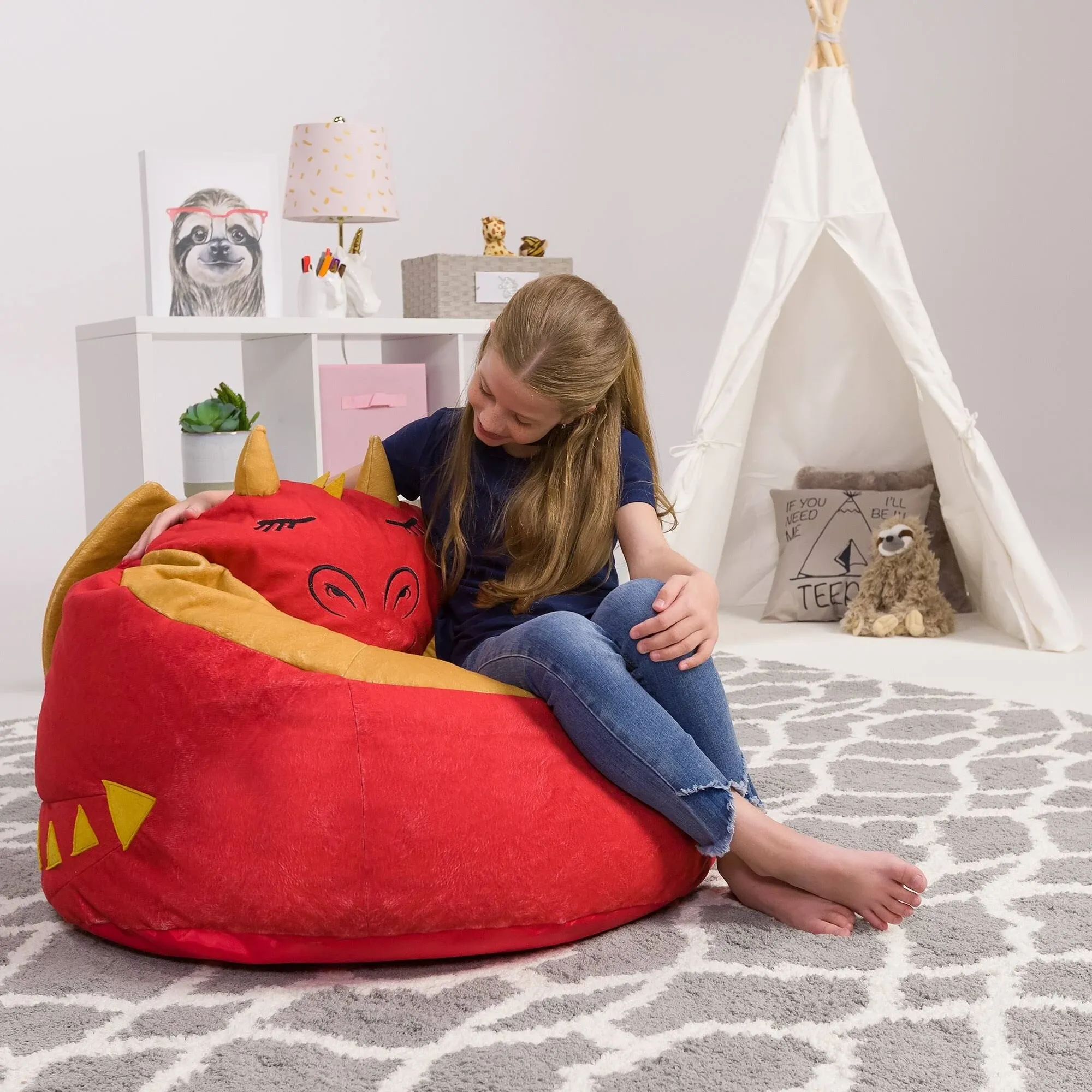 Posh Creations Cute Soft and Comfy Bean Bag Chair for Kids Animal