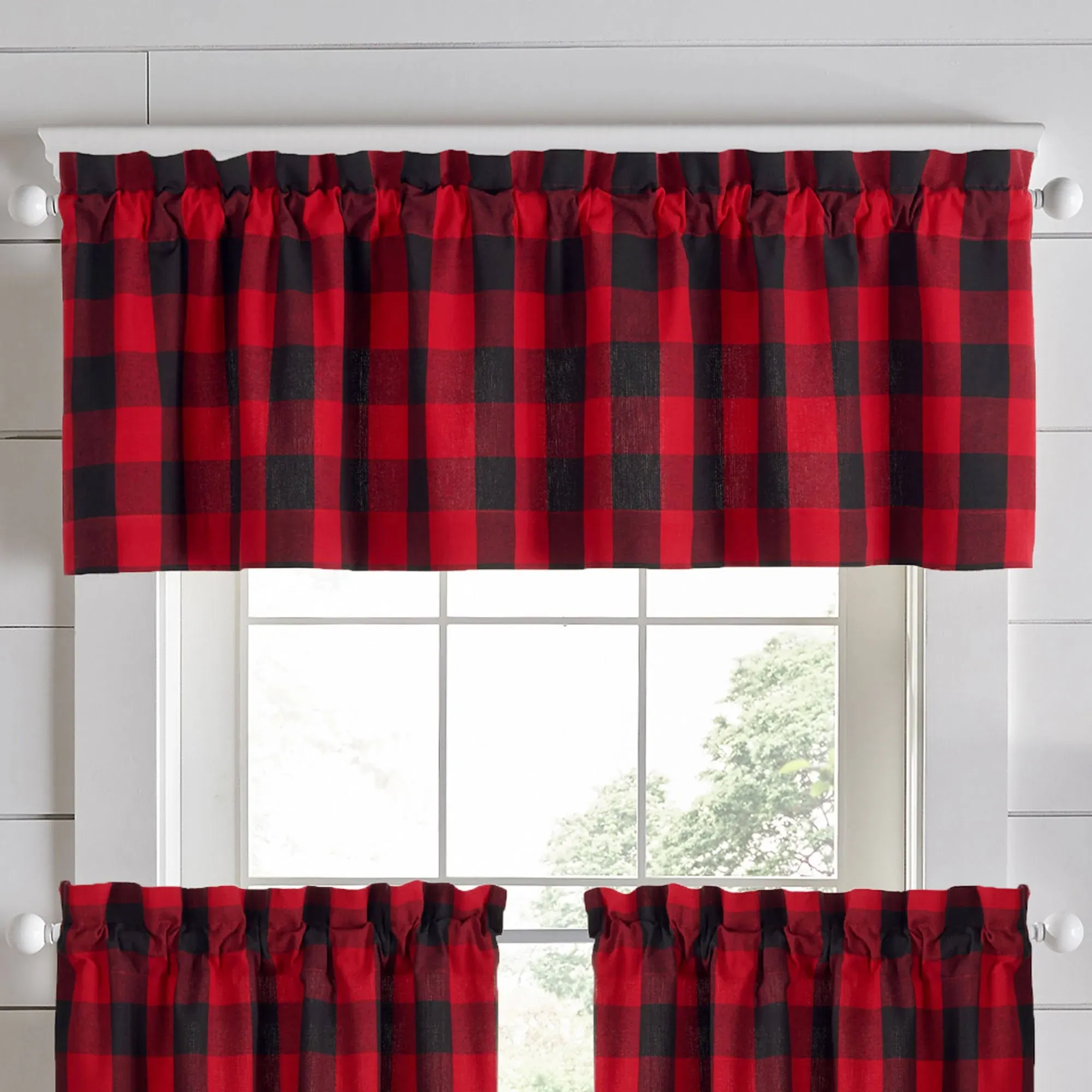 Elrene Home Fashions Farmhouse Living Holiday Buffalo-Check Window Valance, 60" W ...