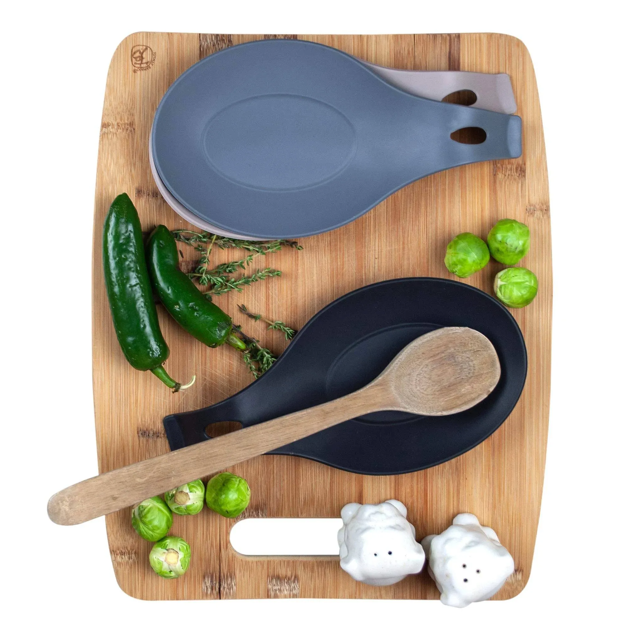 W. Innovations Modern Silicone Spoon Rests (Set of 3) | Kitchen Utensil Holders ...