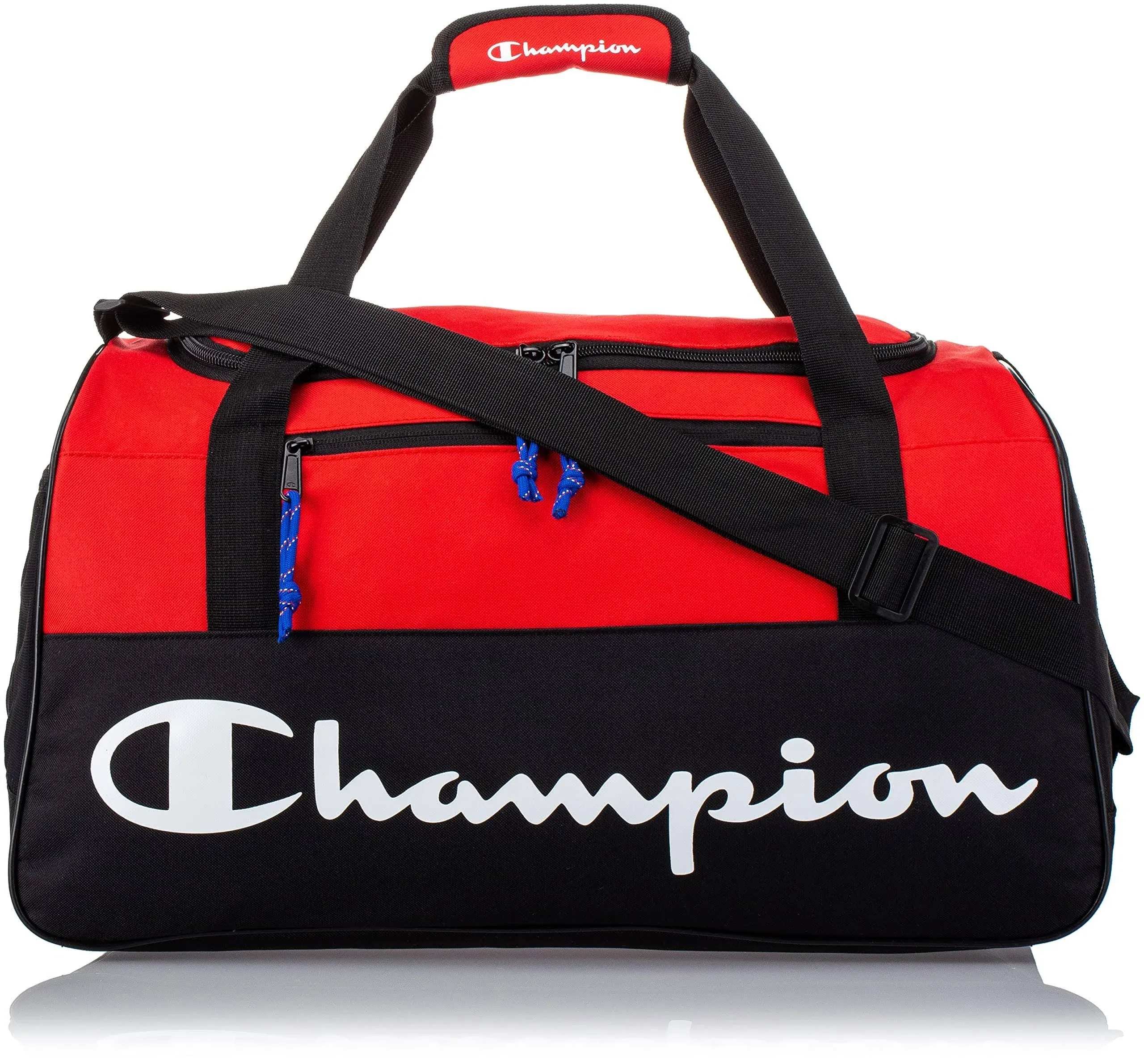 Champion Mens Womens Red Black Utility Logo Medium Duffel Bag CHF103