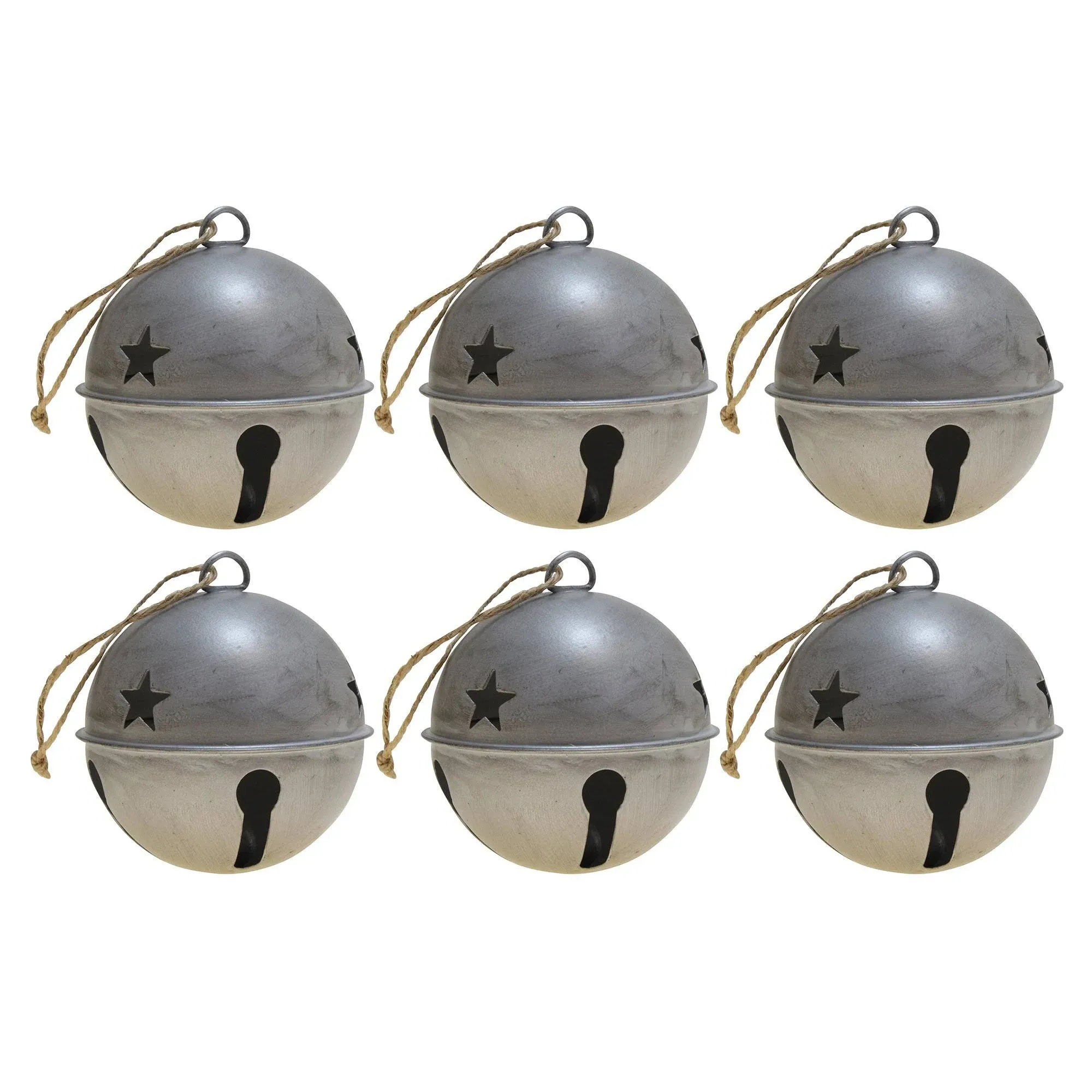 Jingle Bell Ornaments - 6 Pack - Silver