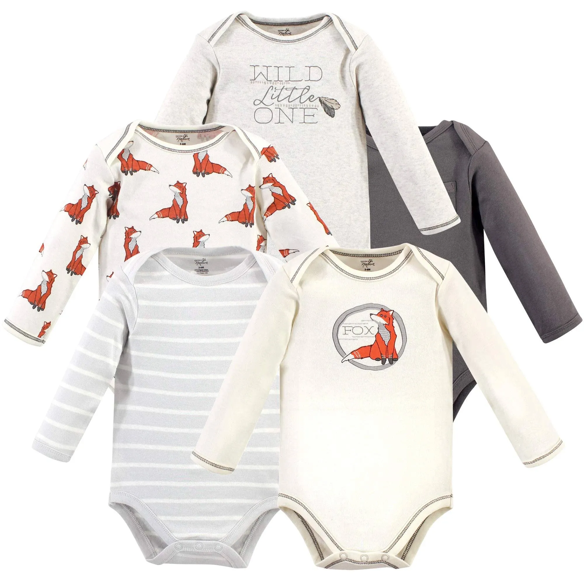 Touched by Nature Organic Cotton Long-Sleeve Bodysuits Boho Fox / 6-9 Months