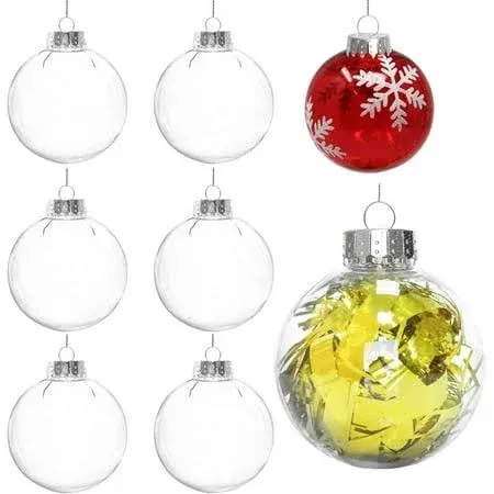 12 Pack Clear Plastic Christmas Ornaments Balls,2.36 inch Ornament Discs, Round ...