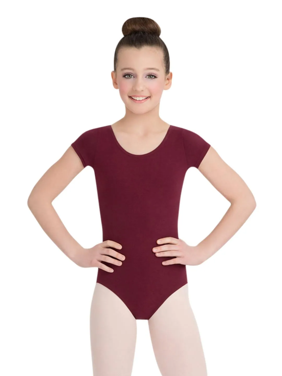 Capezio Girls Classics Short Sleeve Leotard - Burgundy