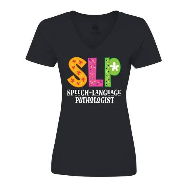 Inktastic SLP Speech Language Pathologist Women's V-Neck T-Shirt