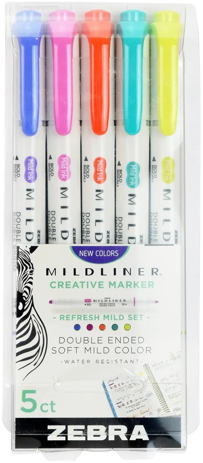 Zebra Mildliner Twin Tip Highlighters, Bullet/Chisel Tip, Assorted Inks, #153