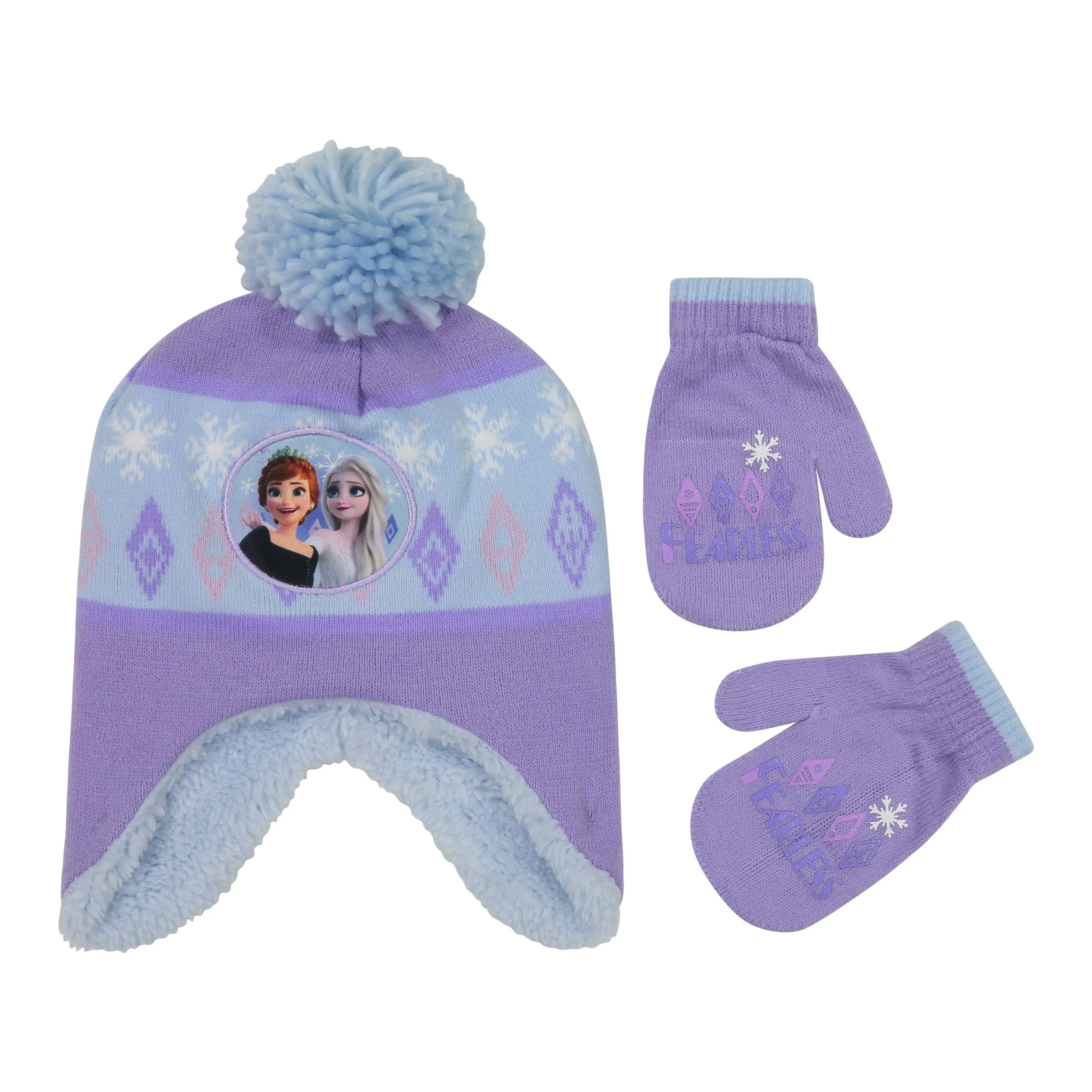 Disney Girls Toddler Winter Hat and Mittens Set Ages 2-4 or Frozen 2 Elsa & Anna Hat and Kids Gloves Set for Ages 4-7