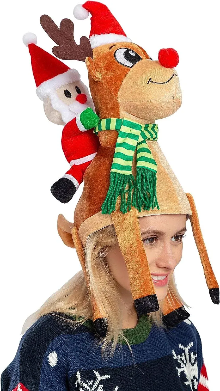 Syncfun Christmas Reindeer Hat Santa Riding a Reindeer