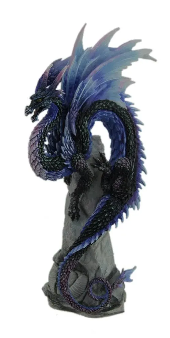 10&#034; Sapphire Sentinel by Andrew Bill Dragon Fantasy Home Decor Gothic Statue