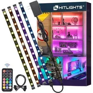 Hitlights LED Strip Lights, 4 Pre-Cut 1ft/4ft Small LED Light Strips Dimmable ...