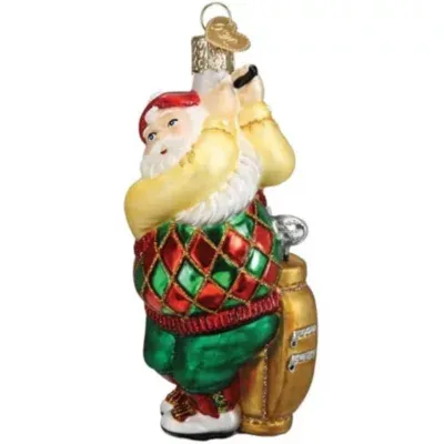 Old World Christmas Glass Blown Tree Ornament, Golfing Santa