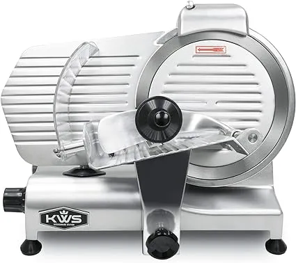 KWS Commercial 320W Electric Meat Slicer 10" Frozen Meat Deli Slicer Coffee Shop/restaurant and Home Use Low Noises [ ETL, NSF Certified ] (Stainless Steel Blade - Silver)