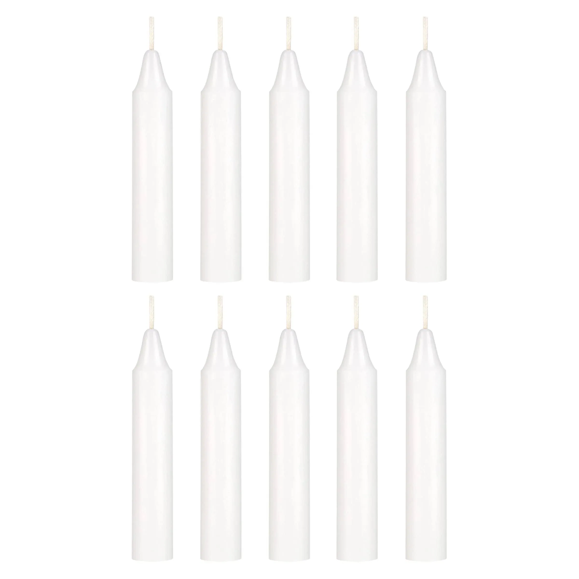 Mega Candles 10 pcs Unscented White Mini Taper Candle, 4 Inch Tall x 3/4 Inch