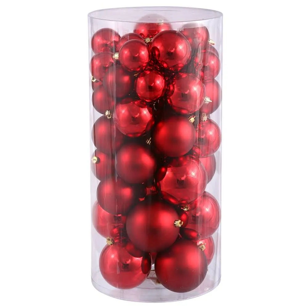 Vickerman 1.5 in. 2 in. Red Balls Shiny Matte 50 Box