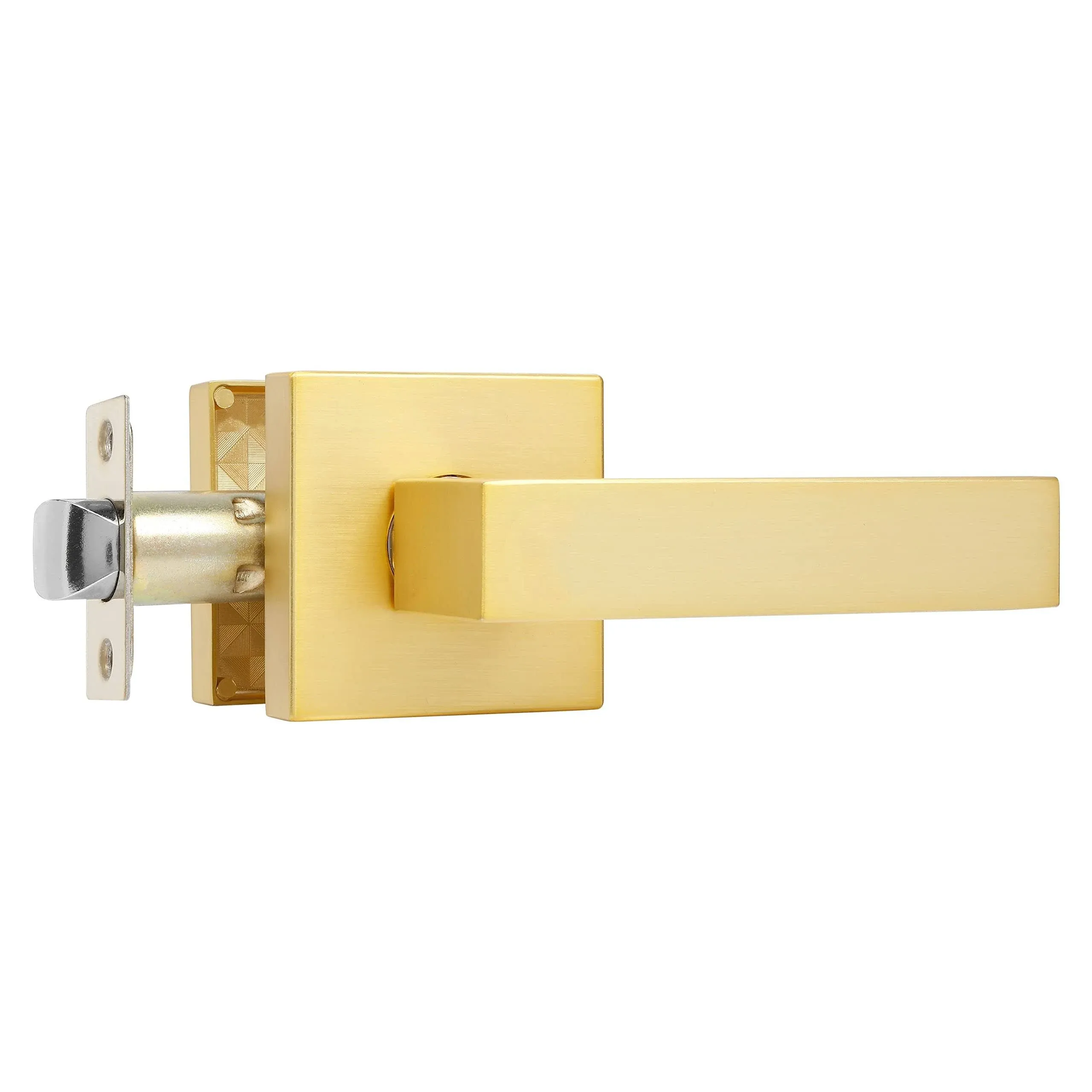 Leydebong 1 Pack Gold Passage Door Levers Square Hall Closet Handles, Heavy Duty ...