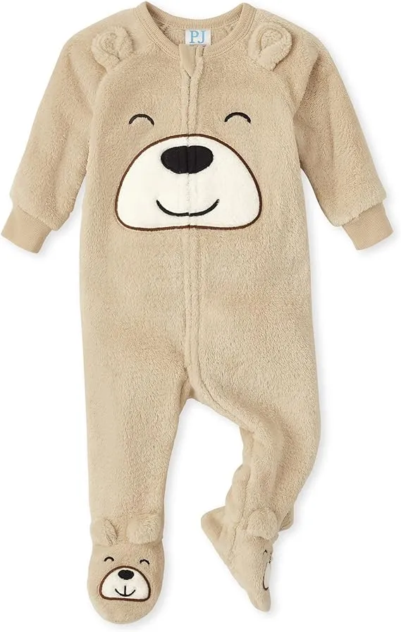 The Children's Place Unisex Baby and Toddler Bear Fleece Zip-Front One Piece Pajama