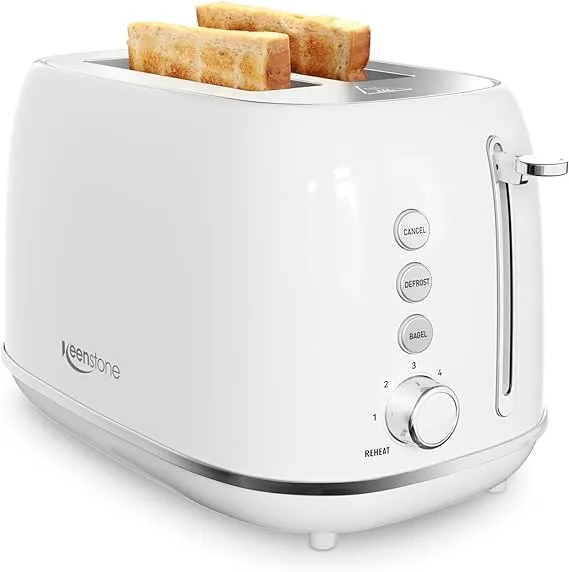 Toaster 2 Slice Stainless Steel Toaster Retro with 6 Bread Shade Settings, Bagel, Cancel, Defrost Function, 2 Slice Toaster with Extra Wide Slot, Removable Crumb Tray