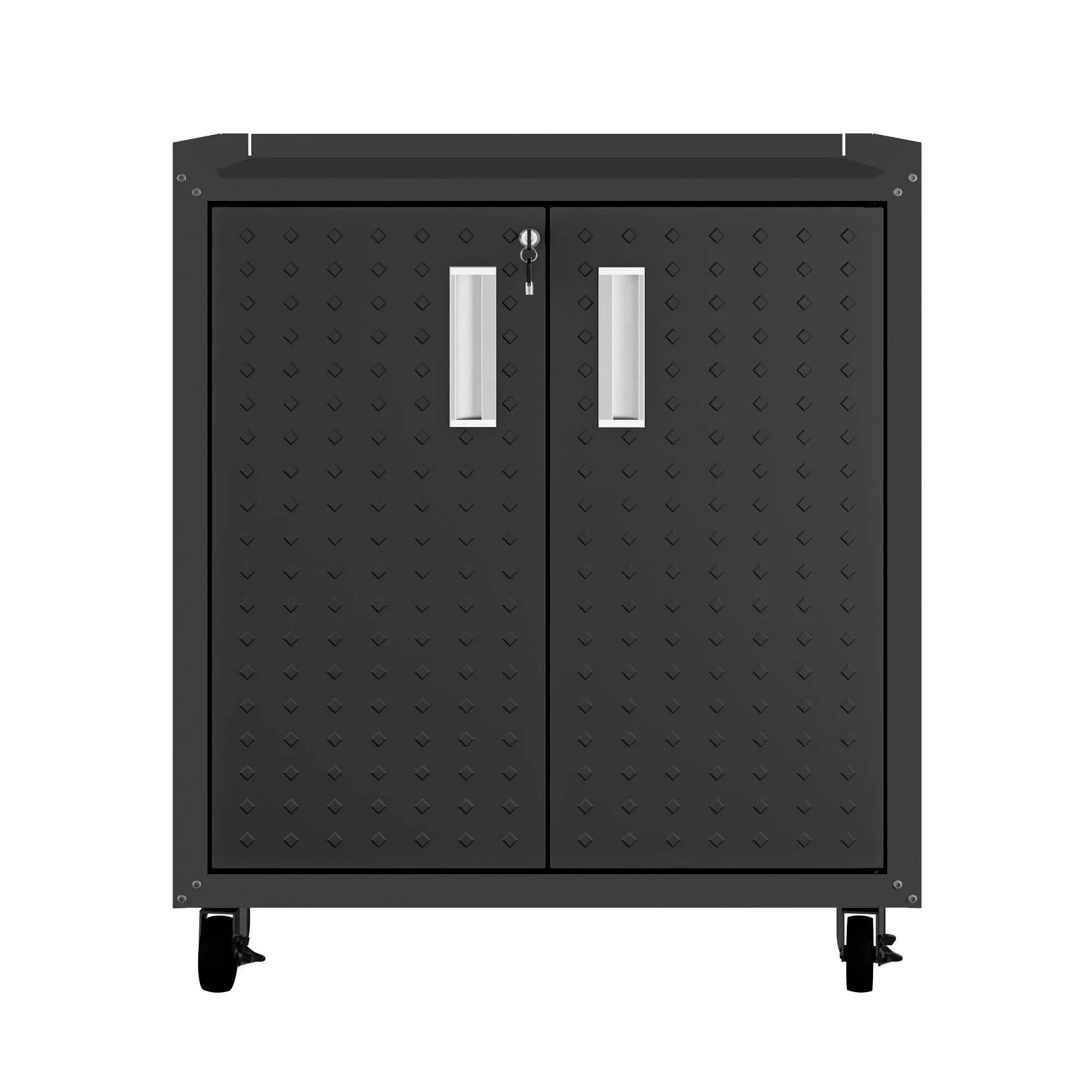 Manhattan Comfort Fortress 31.5" Mobile Garage Cabinet with Shelves in Charcoal Grey