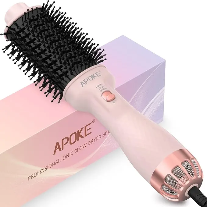 One Step Hair Dryer Brush Hot Air Stylers and Volumizer, Lightweight Hairdryer Heated Air Brush for Drying Straightening Curling Volumizing Hair (Pink)