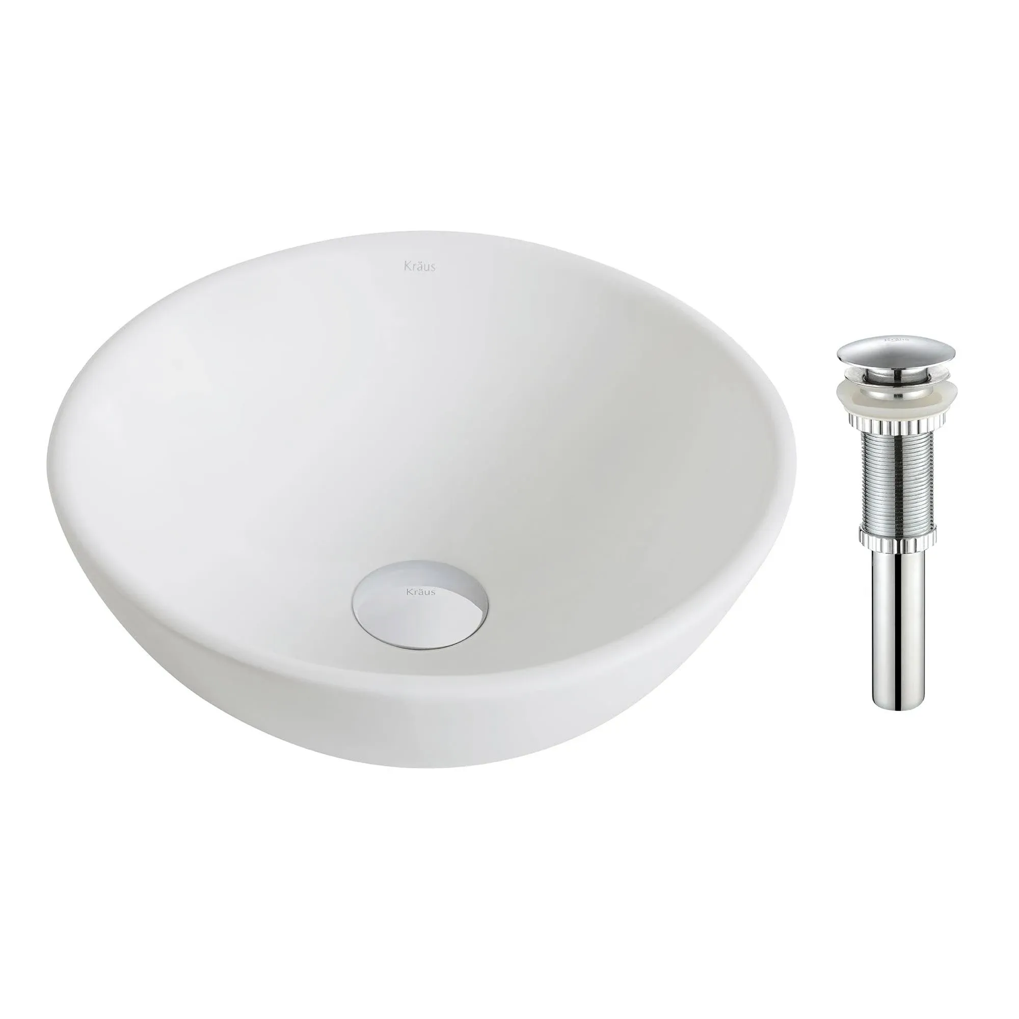 Kraus KCV-341-CH Elavo 13-11/16&#034; Vitreous China Vessel Bathroom - Chrome