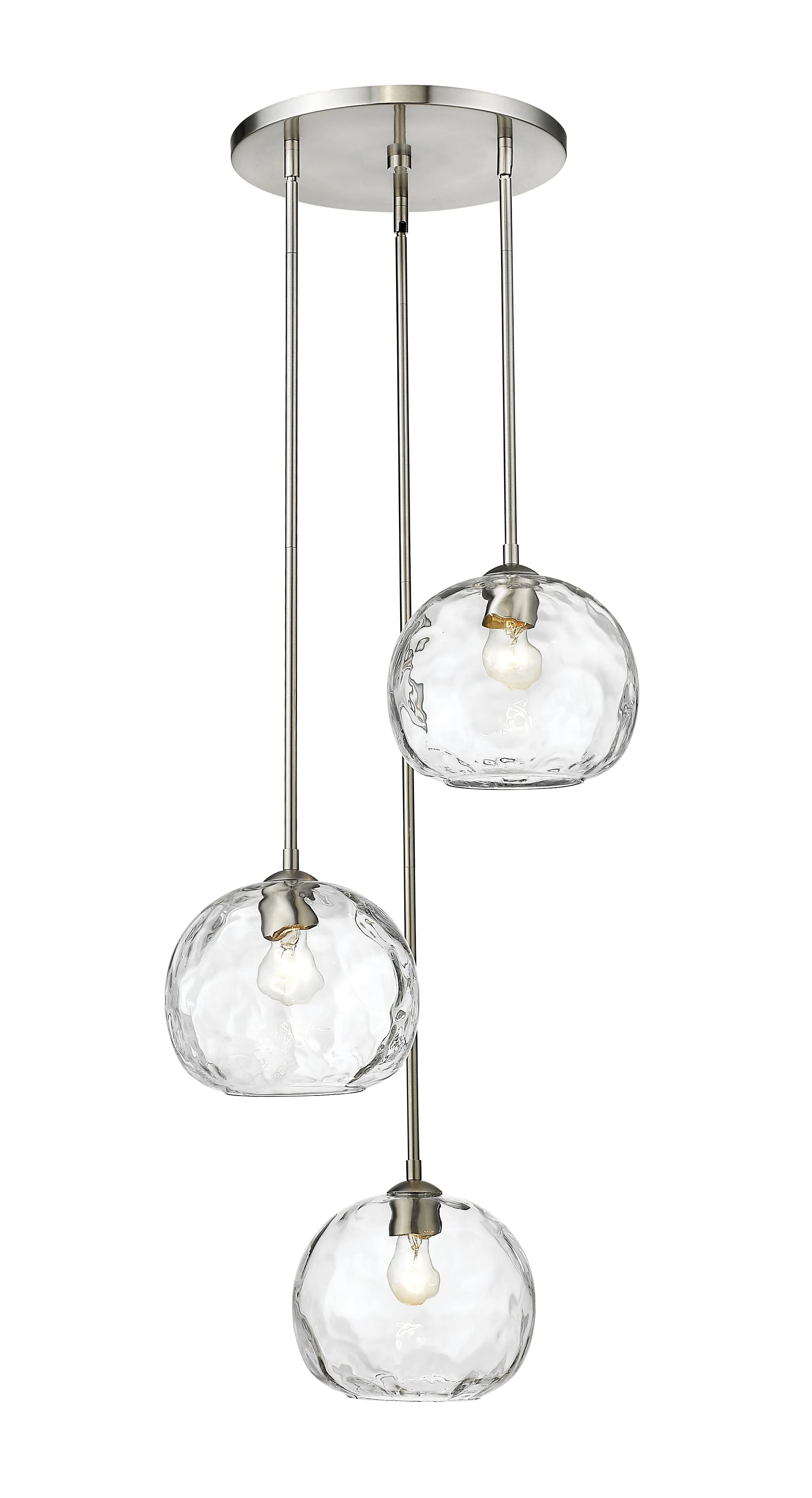 Z-Lite 490P10-3R-BN Chloe 3 Light Pendant, Brushed Nickel & Clear