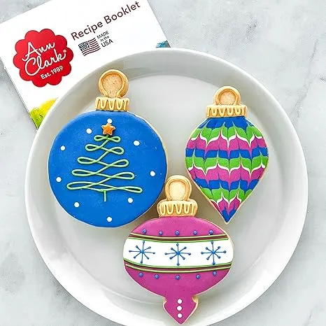 Christmas Ornaments Cookie Cutters 3-Pc Set Made in USA by Ann Clark, Teardrop Bauble, Finial, and Round Ornaments