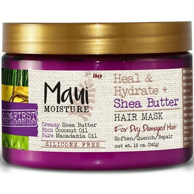 Maui Moisture Heal and Hydrate Plus Shea Butter Hair Mask Jar, 12 Oz, 2 Pack