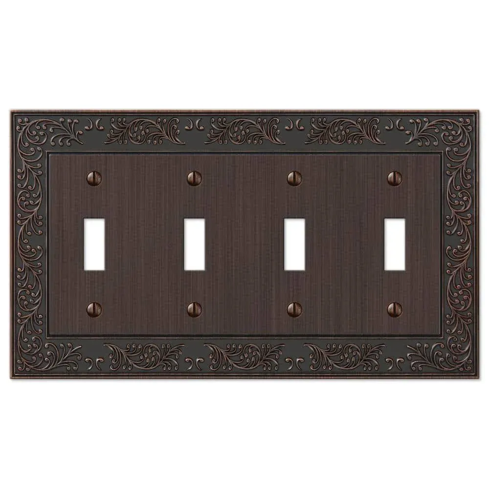 Amertac 43T4VB 4 Toggle English Garden Wallplate Aged Bronze