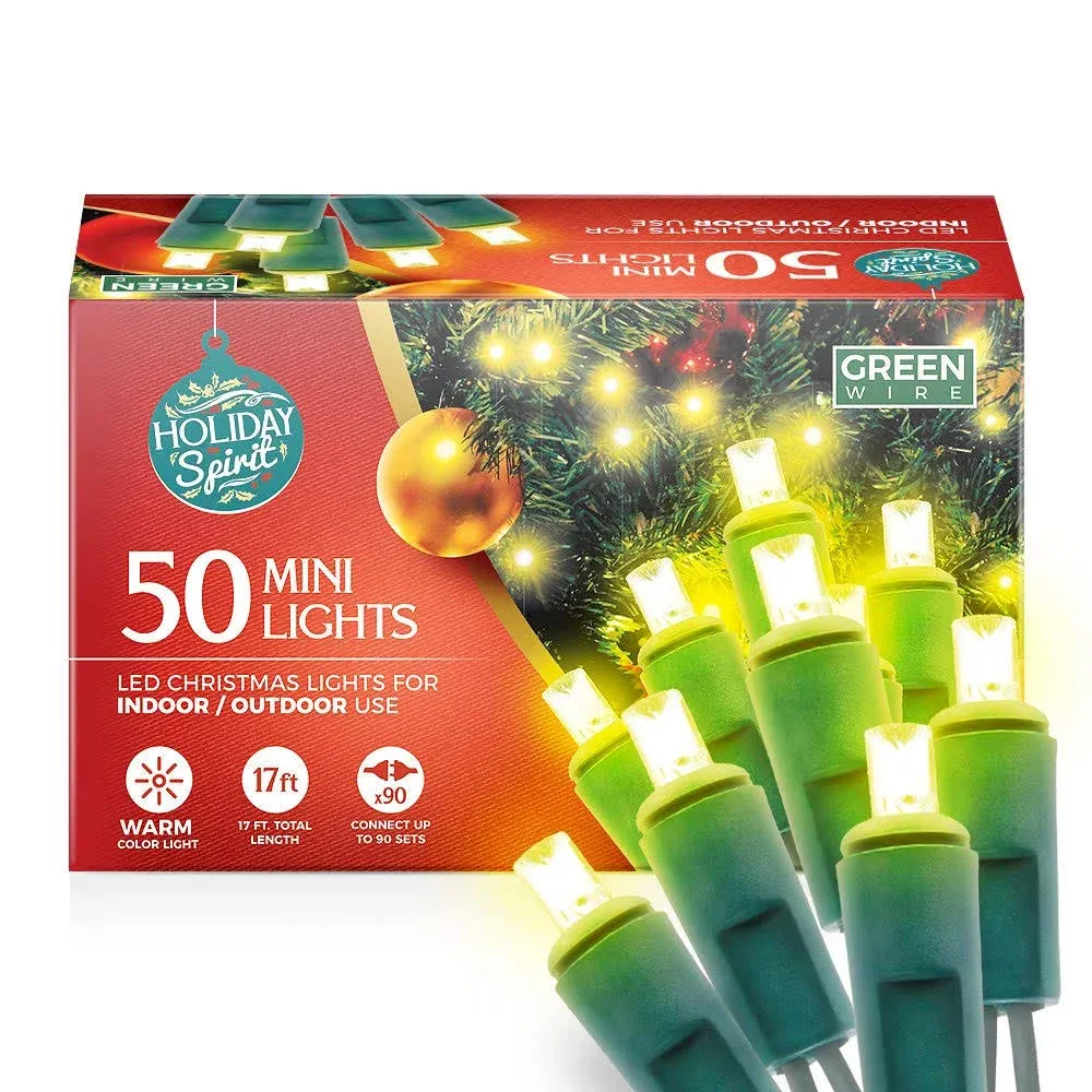 Holiday Spirit 50 LED Mini Christmas String Lights