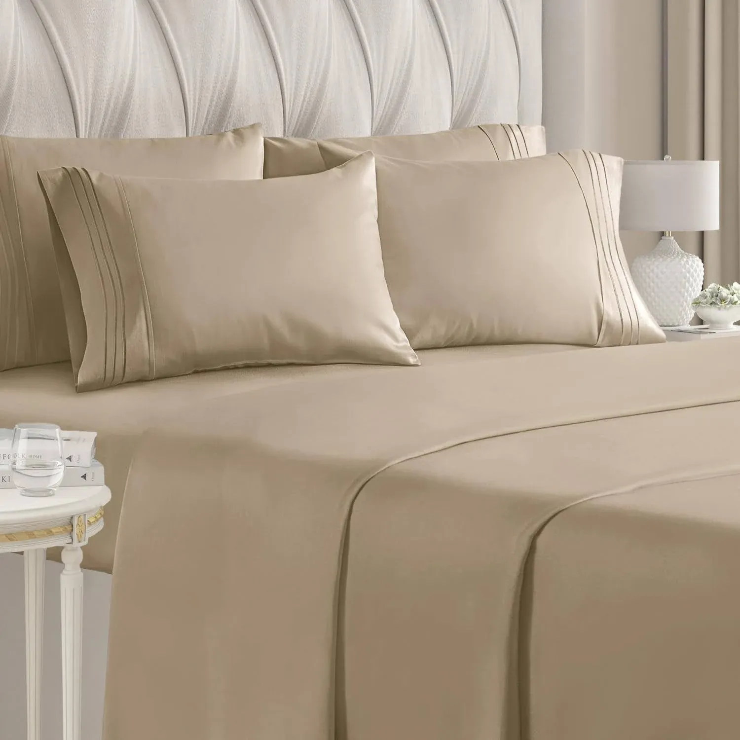 Cgk Linens 6 Piece Microfiber Solid Sheet Set