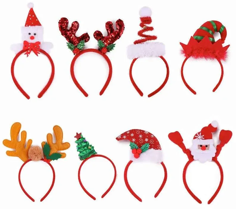 8-Pack Christmas Headbands