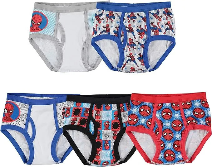 Marvel Little Boys' Spiderman 5 Pack Brief, Assorted, 4