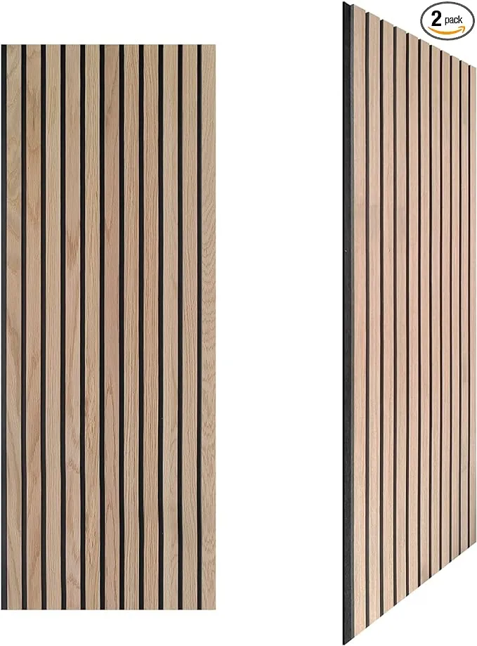 Soundproof Acoustic Panels for Interior Wall Decor, 3D Accent Wood Fluted Slat Decorative Textured Panel for Ceiling and Wall, 43×16 Inches, Black, 2 Pieces