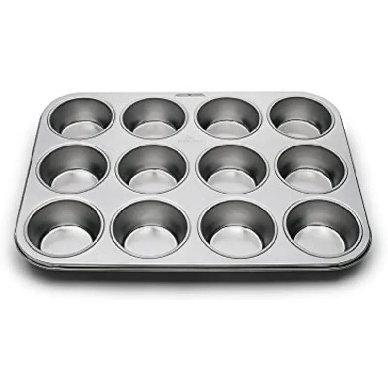 Fox Run 12-Cup Muffin Stainless Steel Baking Pans, 10.5 x 13.75 x 1.25 inches