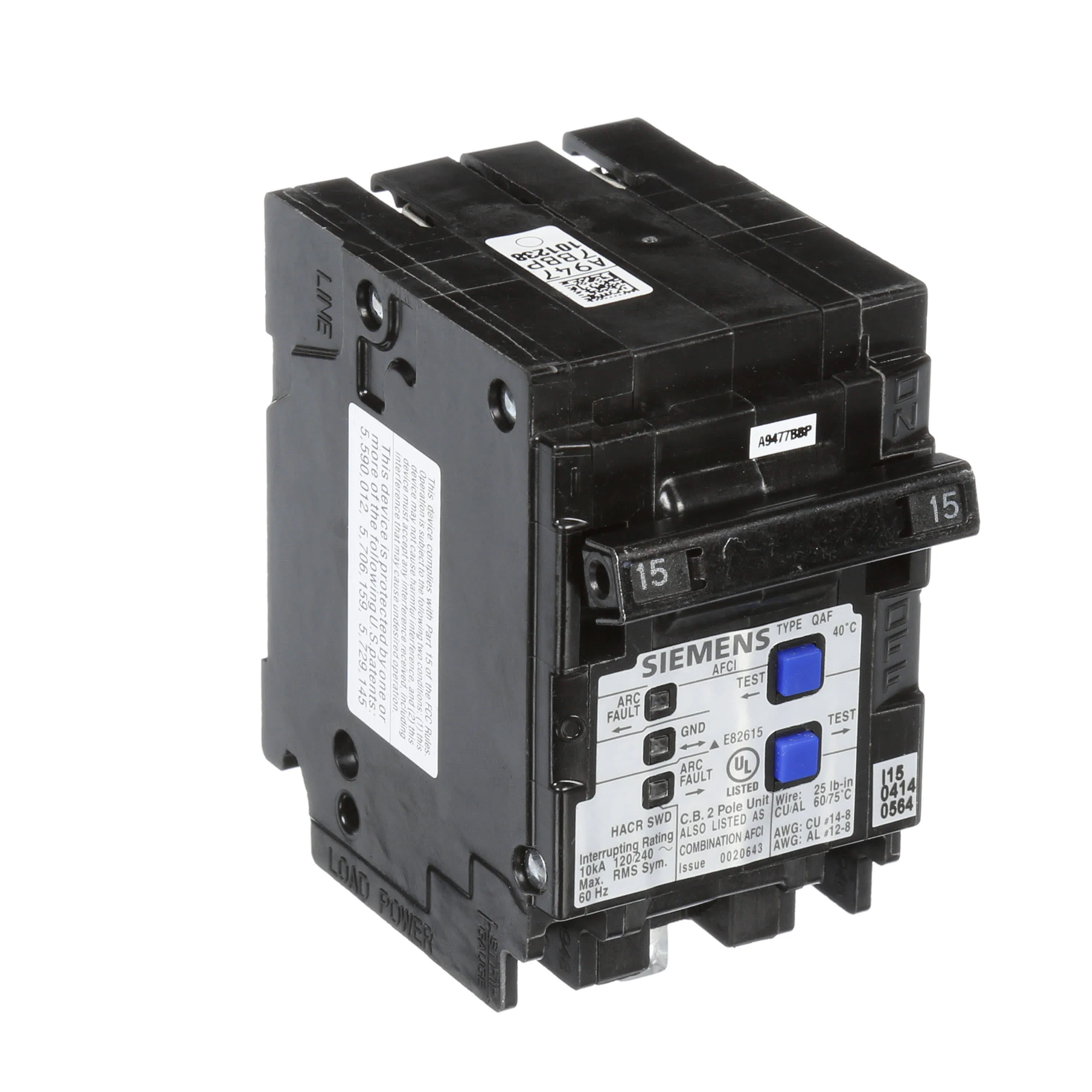 Siemens QAF 15-Amp 2-Pole Combination Arc Fault Circuit Breaker