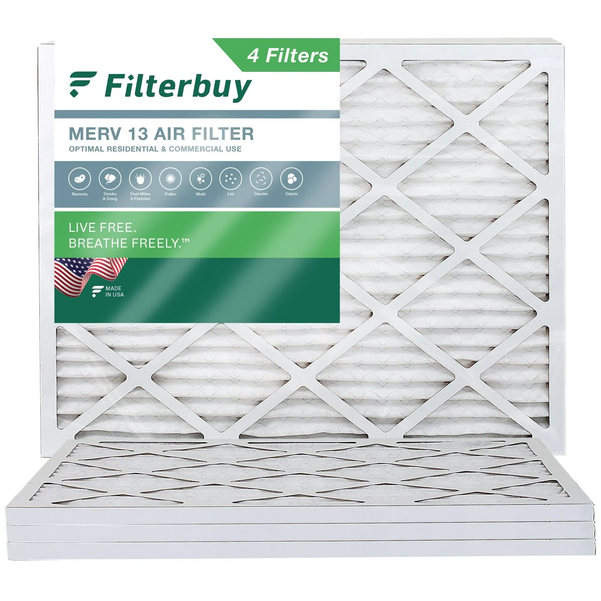 Filterbuy 20x23x1 Air Filter MERV 13, Pleated HVAC AC Furnace Filters Replacement ...