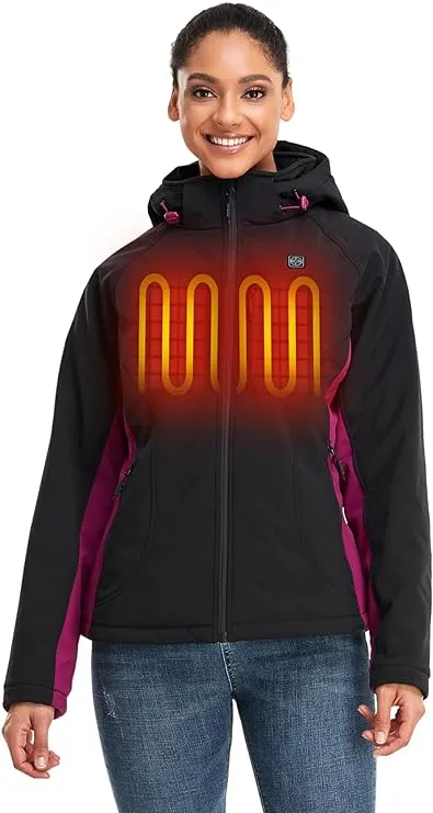 ORORO Women's Slim Fit Heated Jacket with Battery Pack and Detachable Hood