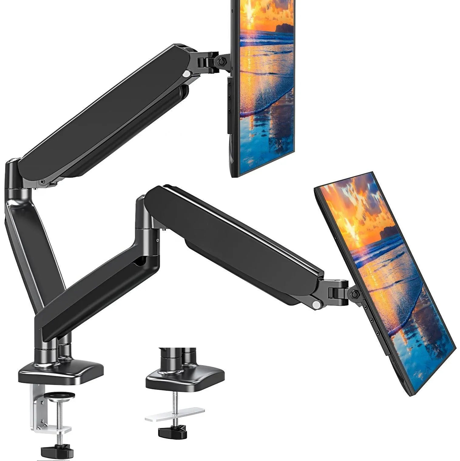 Mount Pro Dual Monitor Wall Mount for 13 to 32 inch Computer Screens, Gas Spring Wall Monitor Arm for 2 Monitors, Each Holds Up to 17.6lbs, Adjustable