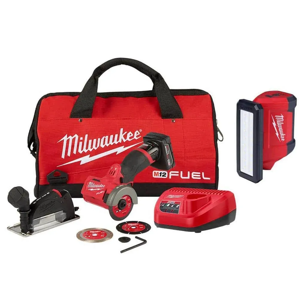 Milwaukee 2522-21XC-2367-20 M12 Fuel 12V 3 in. Lithium-Ion Brushless Cordless Cut Off Saw Kit with M12 Rover Service Light