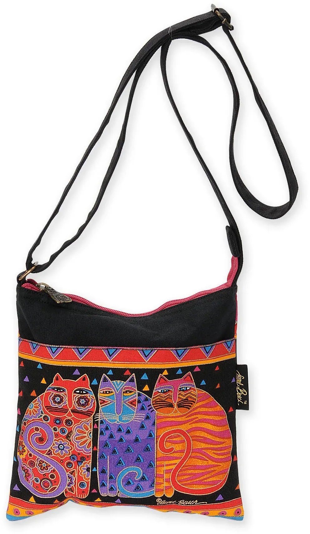 Laurel Burch Canvas Crossbody Purse - Feline Friends