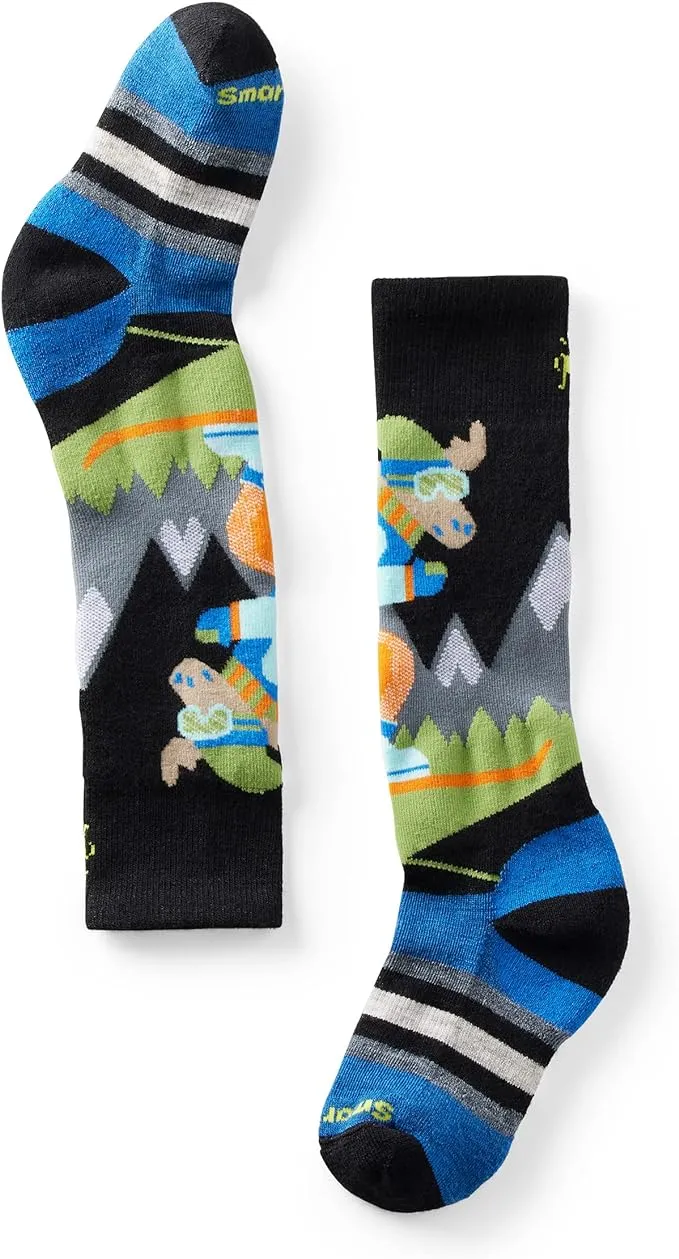 Smartwool Kids' Wintersport Full Cushion Merino Wool Over the Calf Mountain Moose Pattern Socks