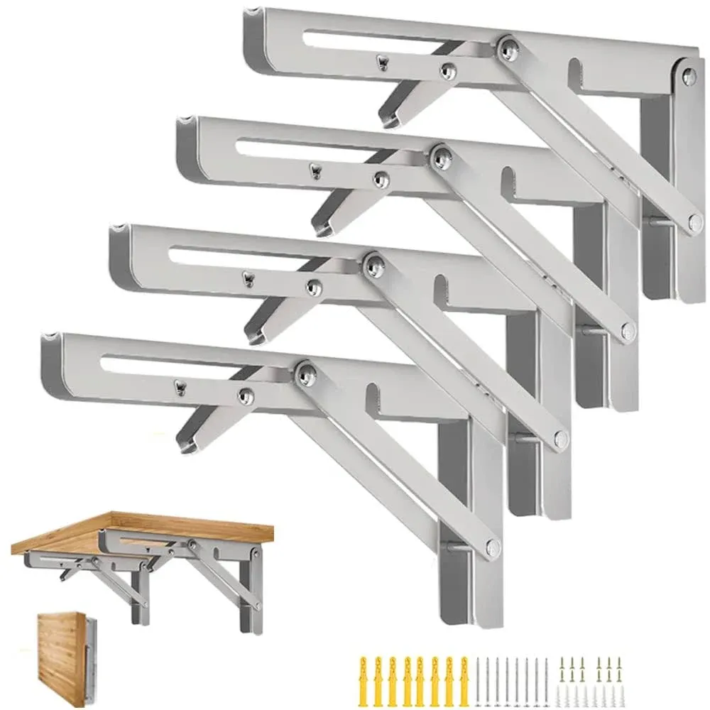 4pcs 20” Folding Shelf Brackets Folding Shelf Brackets Heavy Duty Cold Rolled...