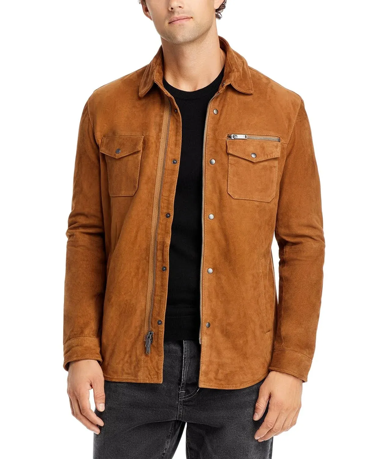 John Varvatos Men's Shilo Light Suede Shirt Jacket